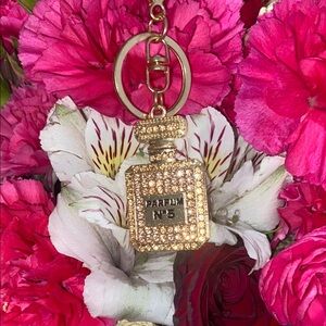 Gold Perfume Bottle Keychain